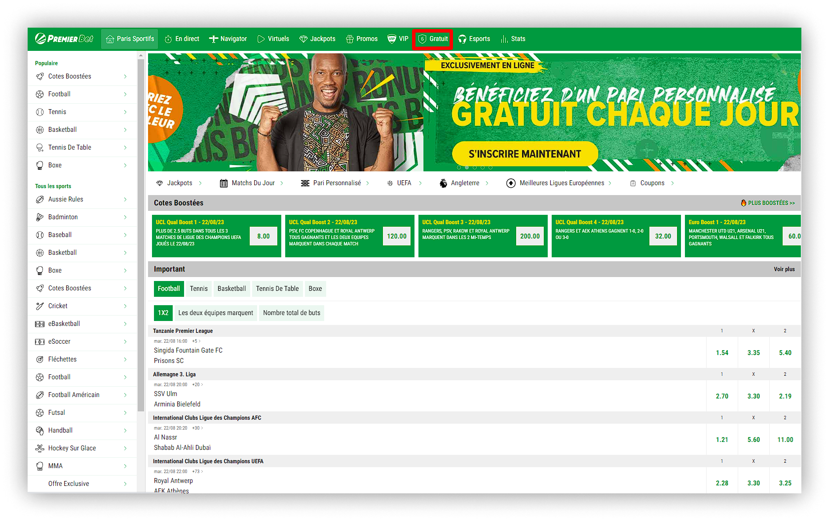 gratuit premierbet