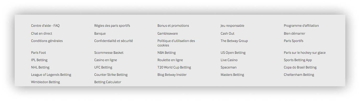 partie d'informations betway