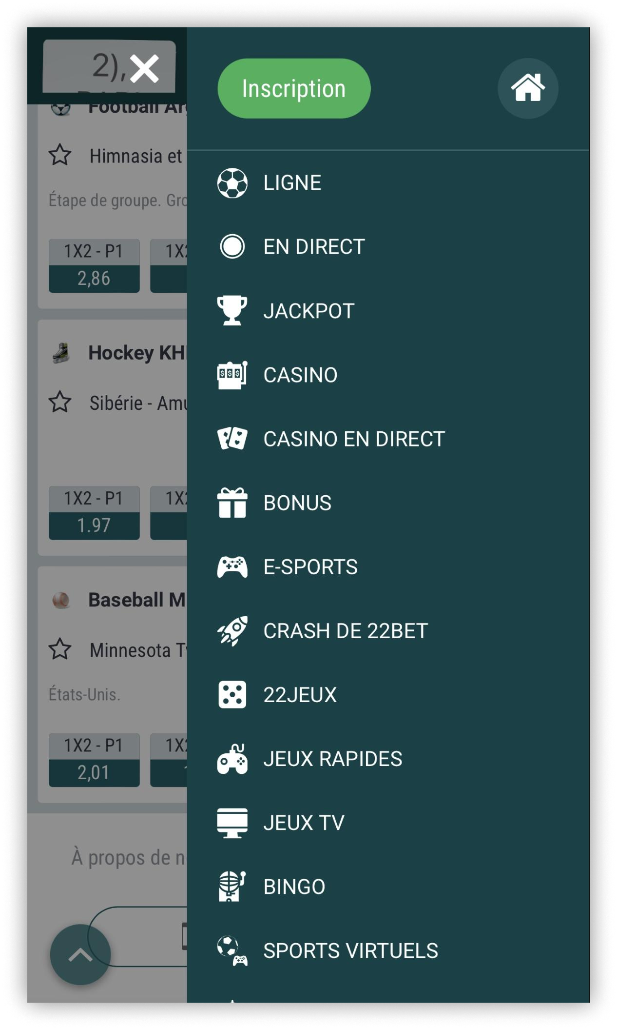 version mobile 22bet