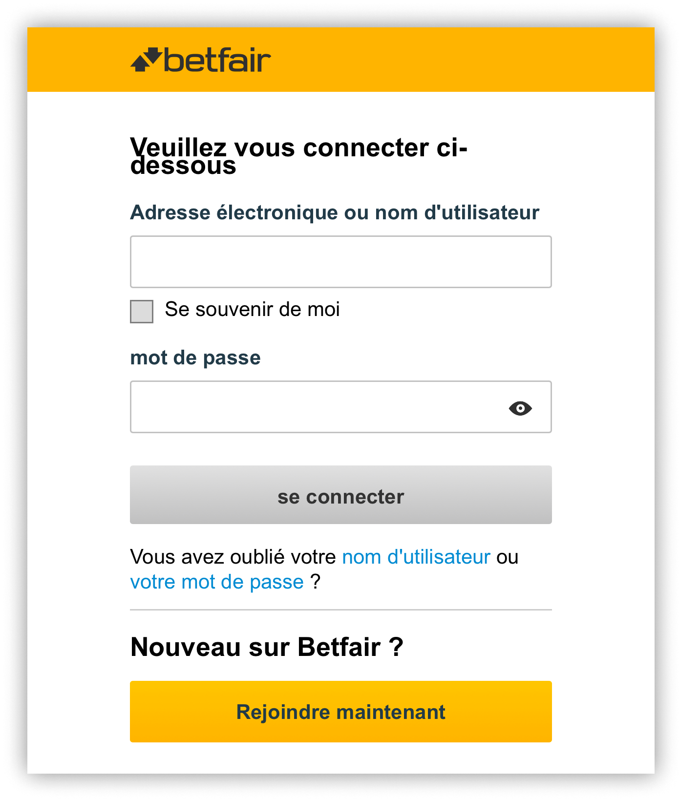 connexion Betfair