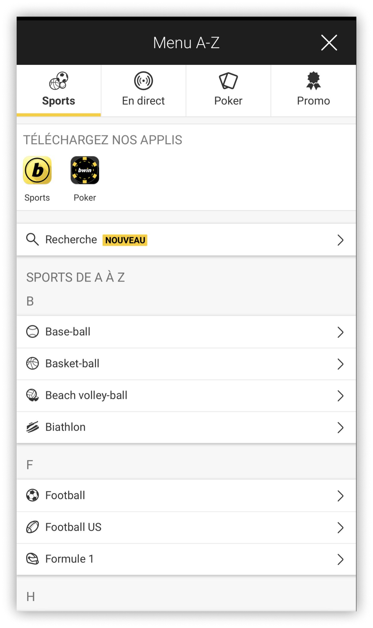 version mobile bwin