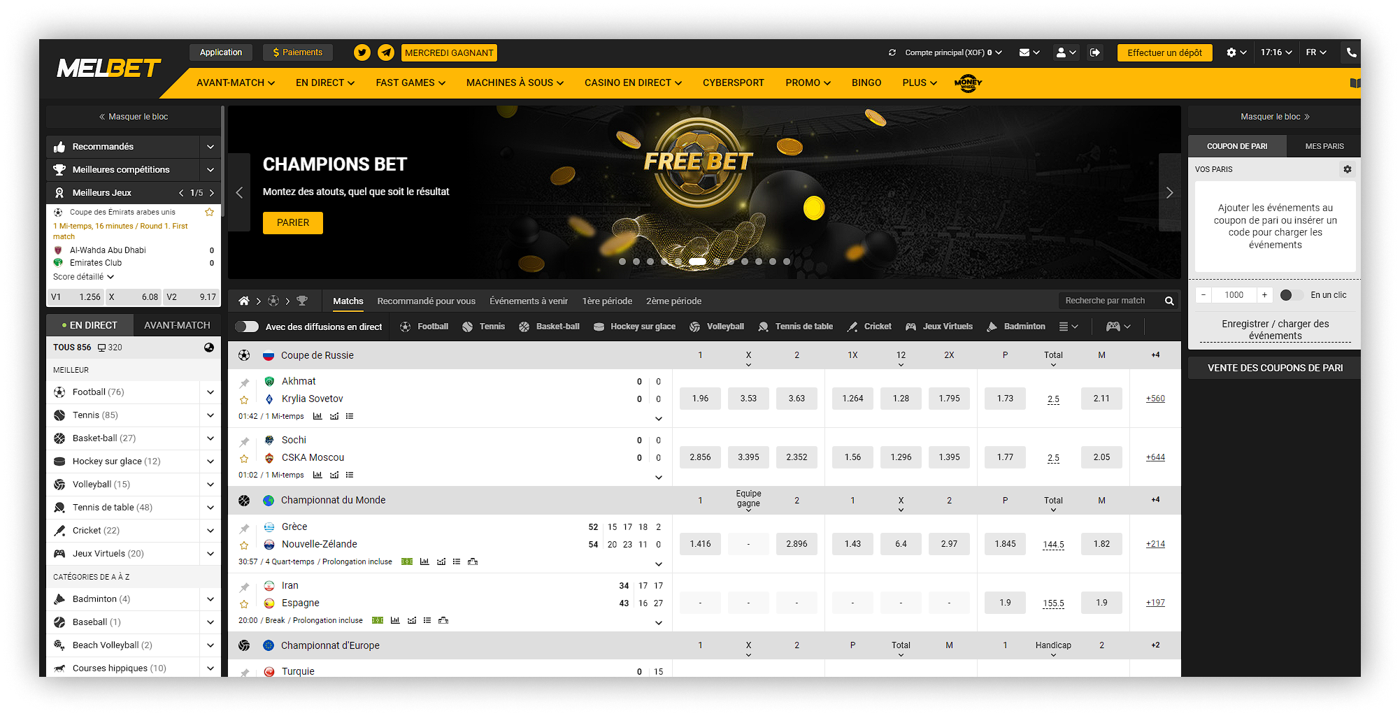 page principale melbet