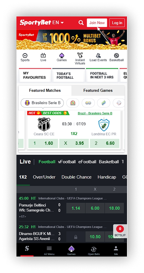 sportyBet inscription