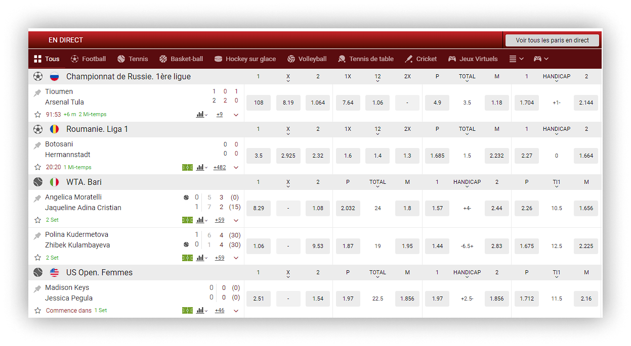 centre de la page 888Starz