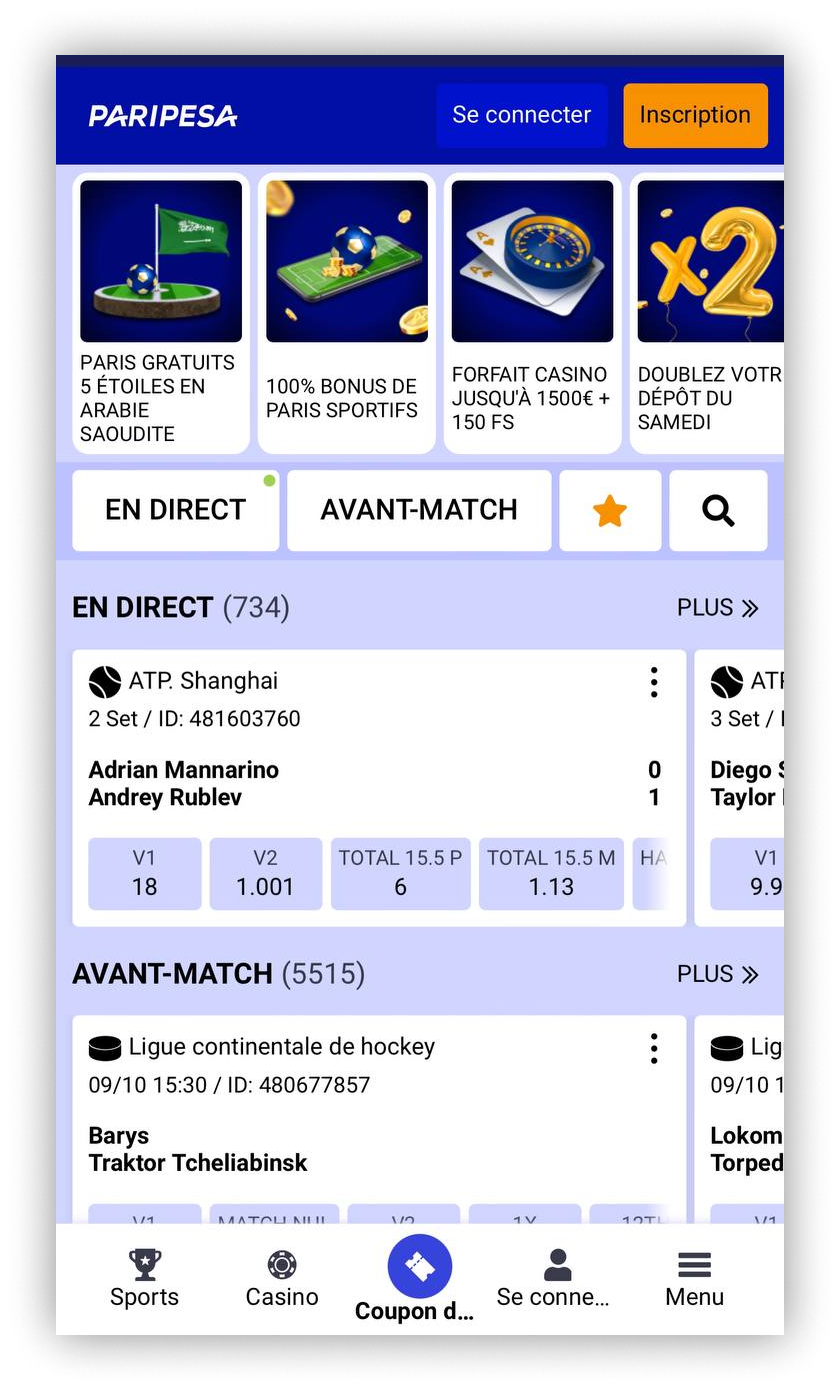 version mobile PariPesa