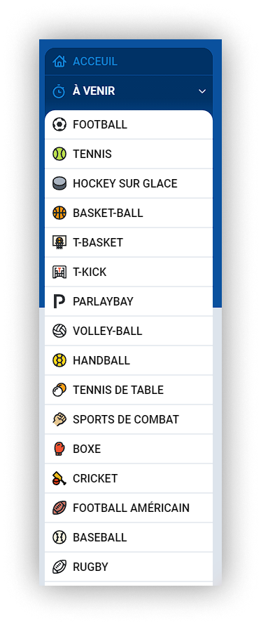 les sports disponibles